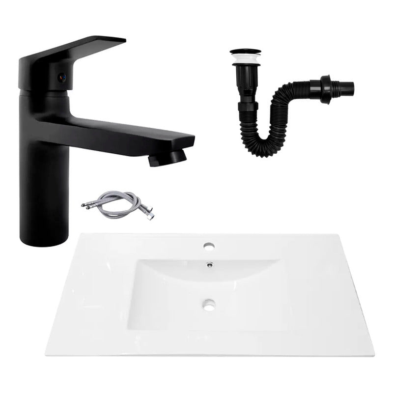 Combo Placa Lavamanos 91*46,5cm+grif.monocontrol+push Negro3