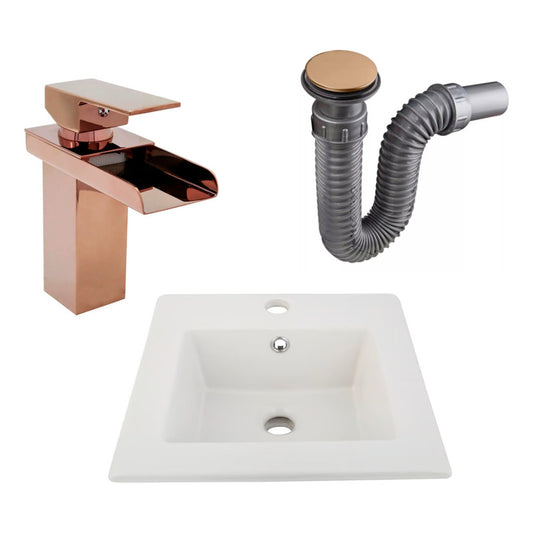 Combo Placa Lavamanos 41*41+griferia Monocontrol+push Rose3