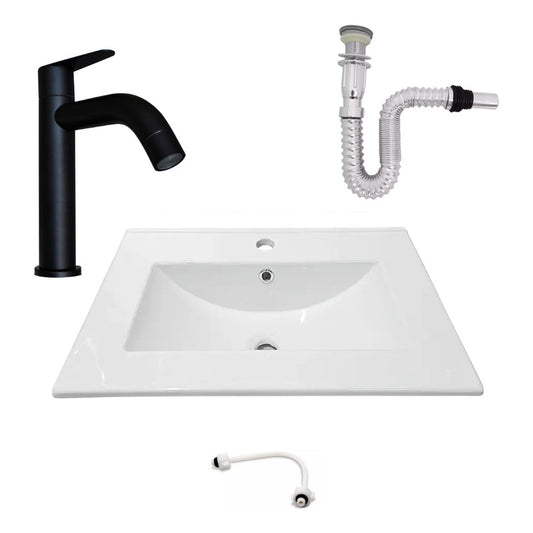 Kit Placa Lavamanos 61*46.5cm+griferia Agua Fria+push Flex.9