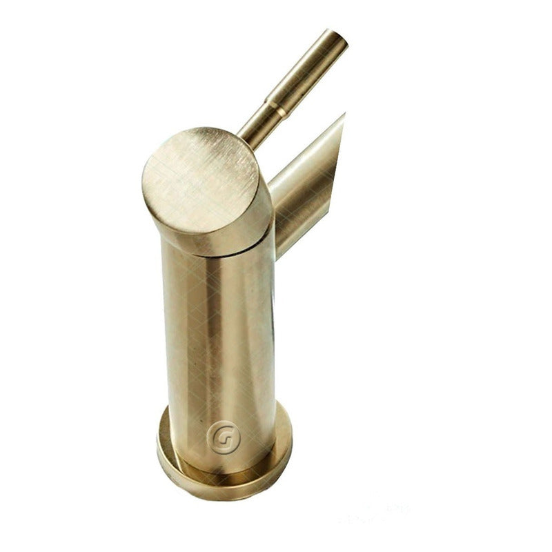 Griferia Tubular Baja Lavamanos Con Mezclador Acabado Bronce