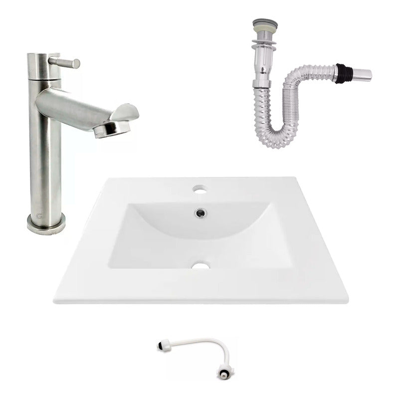 Kit Placa Lavamanos 51*46.5cm+griferia Agua Fr+push Flex. 8