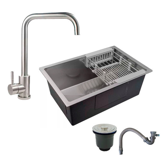 Combo Lavaplatos 60*45cm+griferia Plata Cuello 7+accesorios