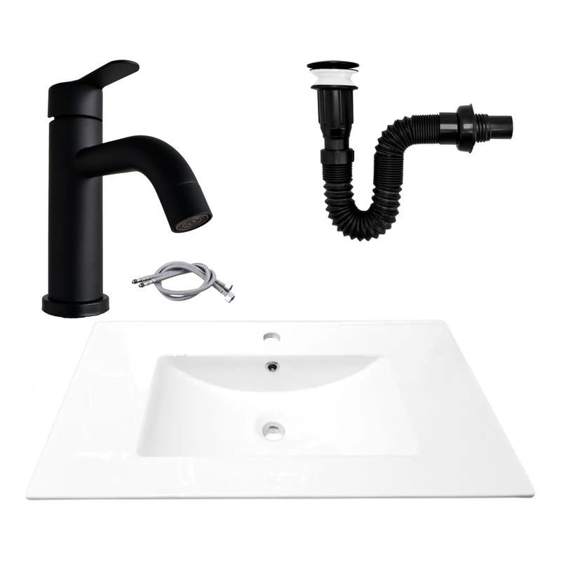 Combo Placa Lavamanos 81*46,5cm+grif.monocontrol+push Negro6