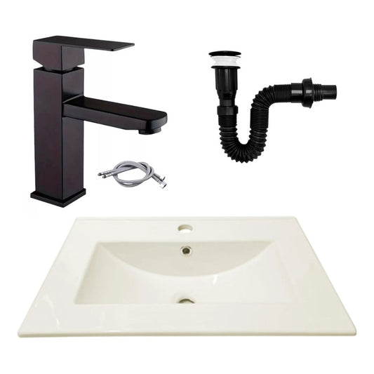 Combo Placa Lavamanos 61*46,5cm+grif.monocontrol+push Negro7