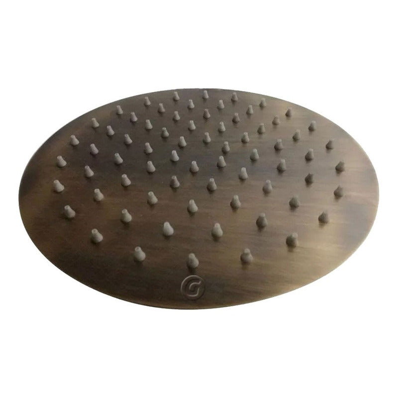 Ducha Circular Tipo  Slim 20cm Acabado Bronce Con Tubo