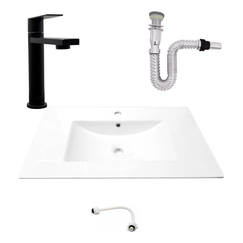 Kit Placa Lavam. 81*46.5cm+griferia Agua Fria+push Flex.11