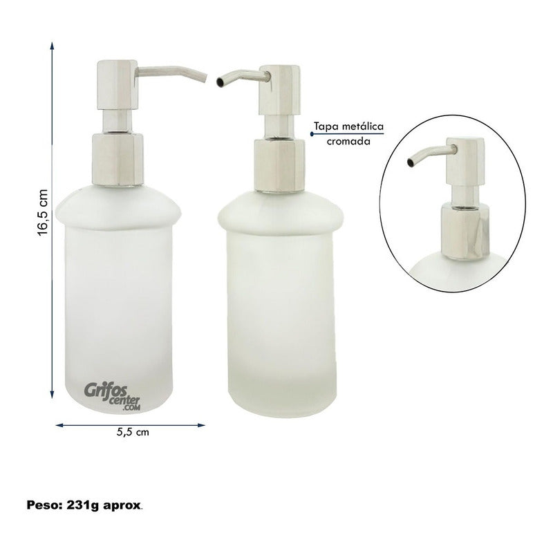 Dispensador De Jabón Liquido Vidrio Tapa Metálico