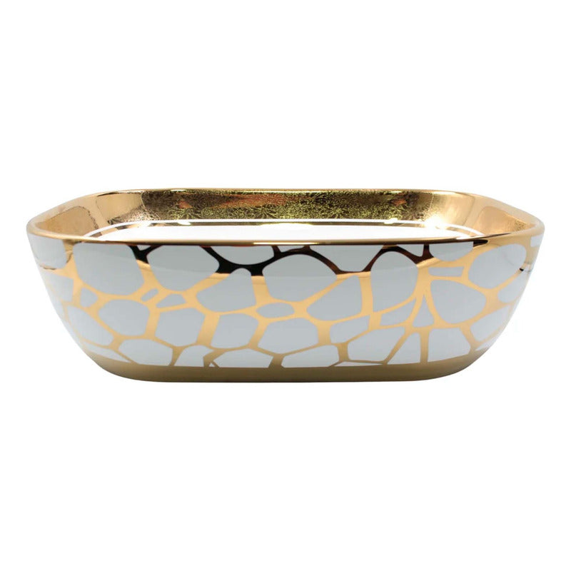 Lavamanos Rectangular Egipcio Dorado/blanca 45.5*32.5*13.5cm