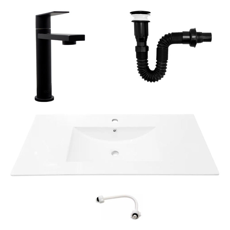 Combo Placa Lavamanos 101*46,5cm+grifo Agua Fria+push Negro3
