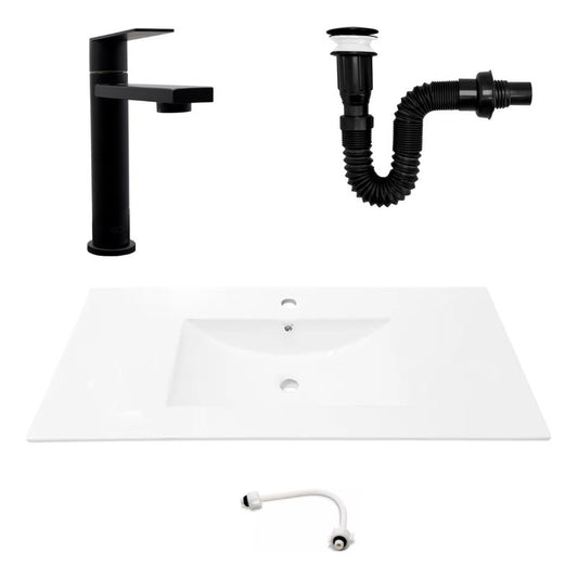 Combo Placa Lavamanos 101*46,5cm+grifo Agua Fria+push Negro3