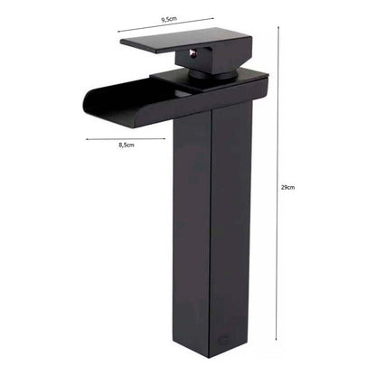 Grifería Monocontrol De Lavamanos Alta Cascada Negro