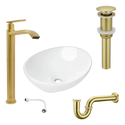 Combo Lavamanos Canoa+griferia Ag.fria+push+sifon Oro Cep.