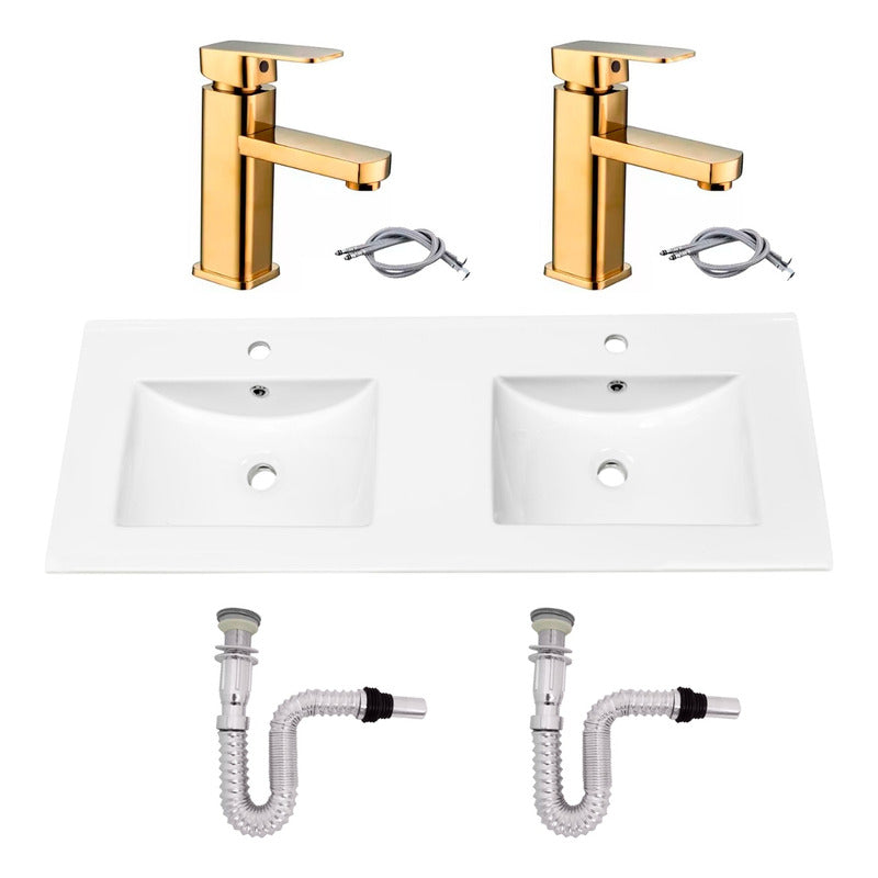 Kit Placa Doble Lavam.121*46.5cm+griferia Monoc+push Flex2