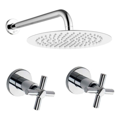 Kit Ducha 20cm Tubo + Mezclador Ducha + Manijas Timone