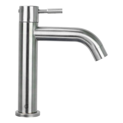 Grifería Agua Fría Baja Acero Inoxidable Curva