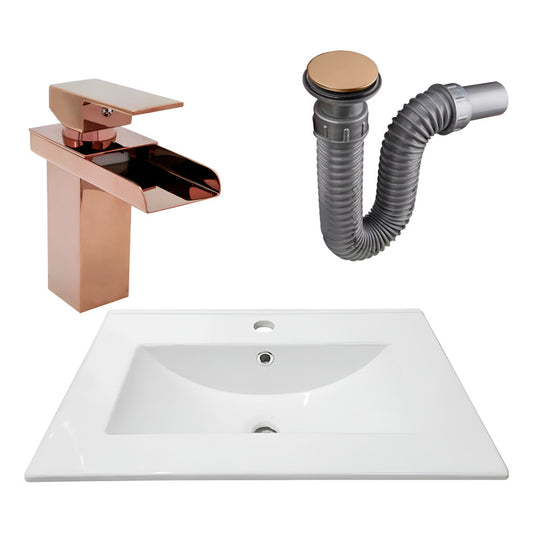 Combo Placa Lavamanos 61*46,5cm+grifo Monocontrol+push Rose3
