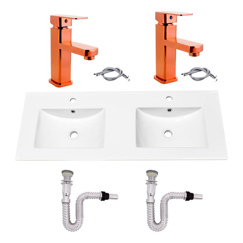 Kit Placa Doble Lavam.121*46.5cm+griferia Monoc+push Flex3