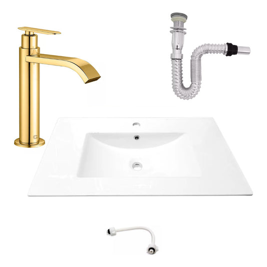 Kit Placa Lavamanos 81*46.5cm+griferia Agua Fria+push Flex.3