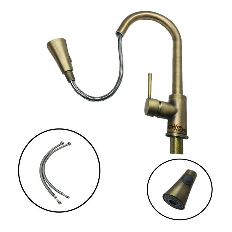 Grifería Vintage Lavaplatos Extraíble Bronce Antiguo