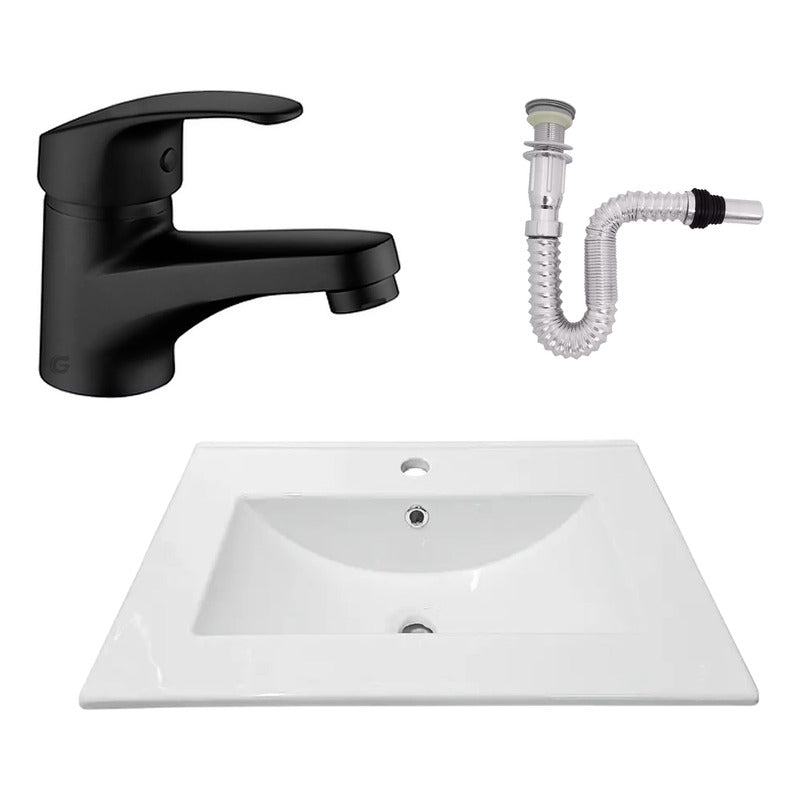 Kit Placa Lavam. 61*46.5cm+griferia Monocontrol+push Flex29