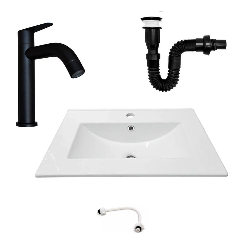 Combo Placa Lavamanos 61*40cm+griferia Agua Fria+push Negro2