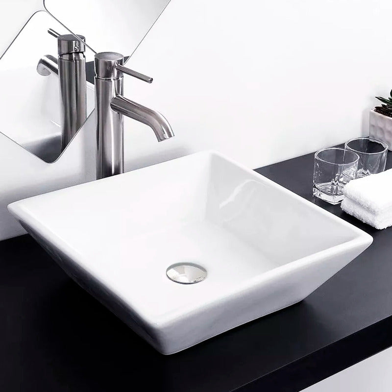 Lavamanos En Cerámica Cuadrado 41 Cm