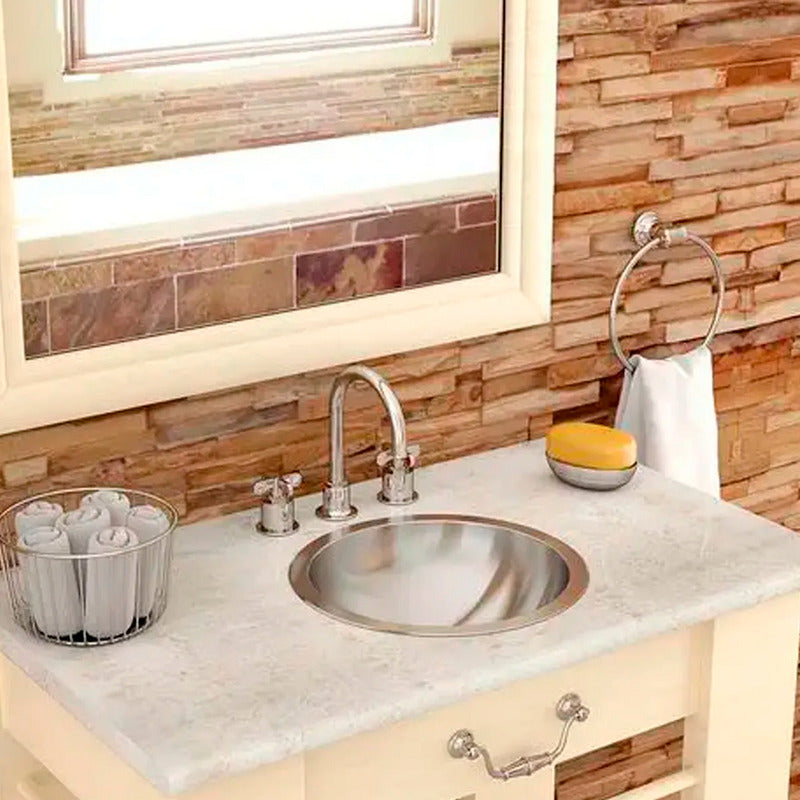 Lavamanos Con Pestaña Redondo Acero 27cm*8,5cm