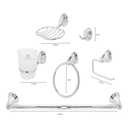 Juego De Accesorios Para Baño Plateado Brillante