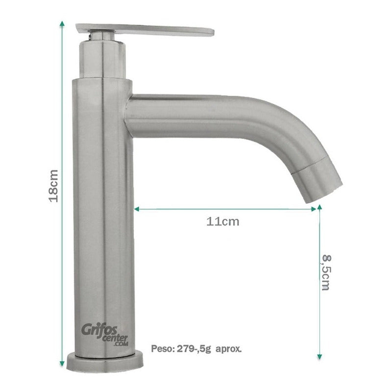 Llave Lavamanos Baja Cylinder Satin Curvo