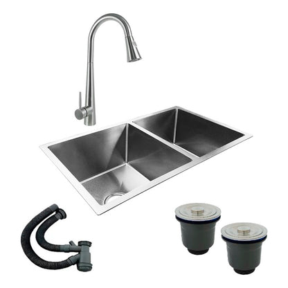 Combo Lavaplatos Doble 77*45cm+griferia Plateada+accesorios