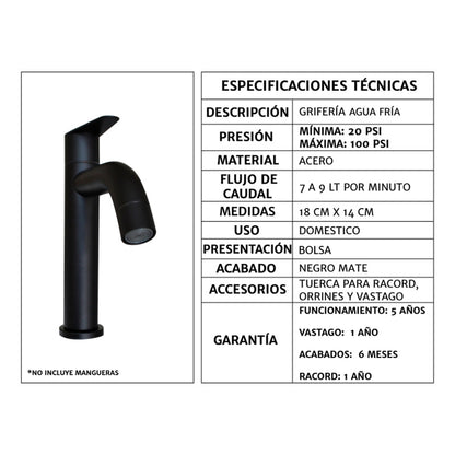 Kit Placa Lavamanos 51*40cm+griferia Agua Fria+push Flex. 9