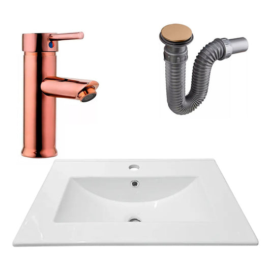 Combo Placa Lavamanos 61*46,5cm+grifo Monocontrol+push Rose2