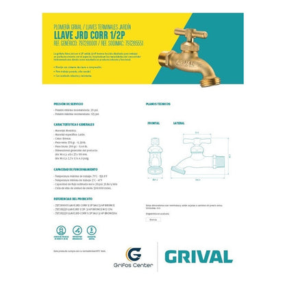 Grifería Llave Jardín Corriente Bronce Grival – Grifos Center