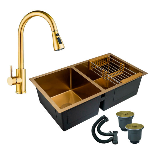 Combo Lavaplatos Doble 77*45cm+griferia Lvp Extr.cepillado
