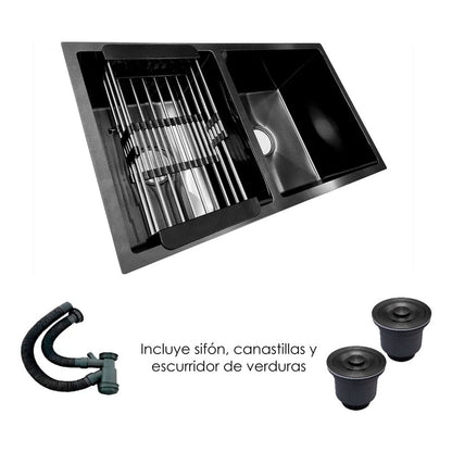 Combo Lavaplatos Doble 77*45cm+griferia Lvp Negra 1912+ Acc