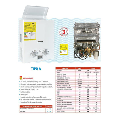 Calentador Paso A Gas 5.5 Lts Propano