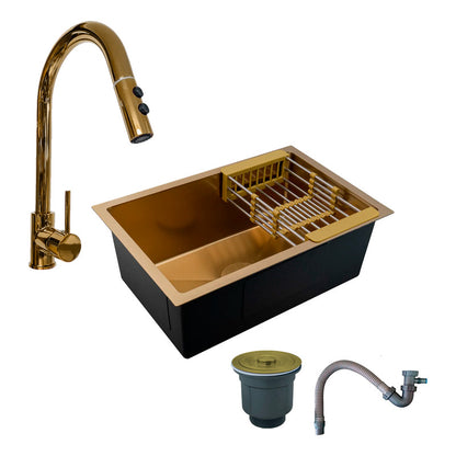 Combo Lavaplatos 60*45cm+griferia Lvp Oro Extraible+acc