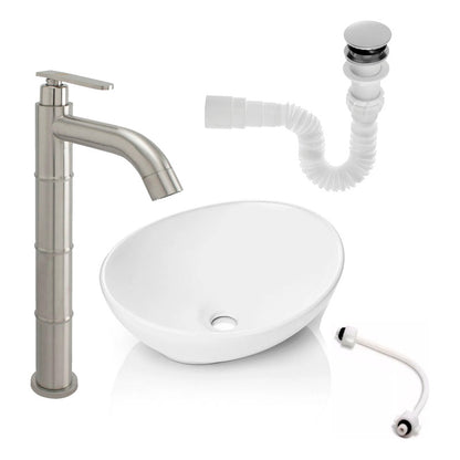 Kit Lavamanos Canoa + Grifería Sat. Agua Fria+push Y Acople