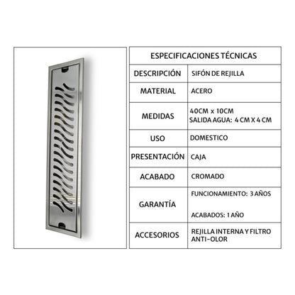 Rejilla De Piso Ranurada De 40cm