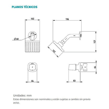 Ducha Sencilla Solid Cromo Grival