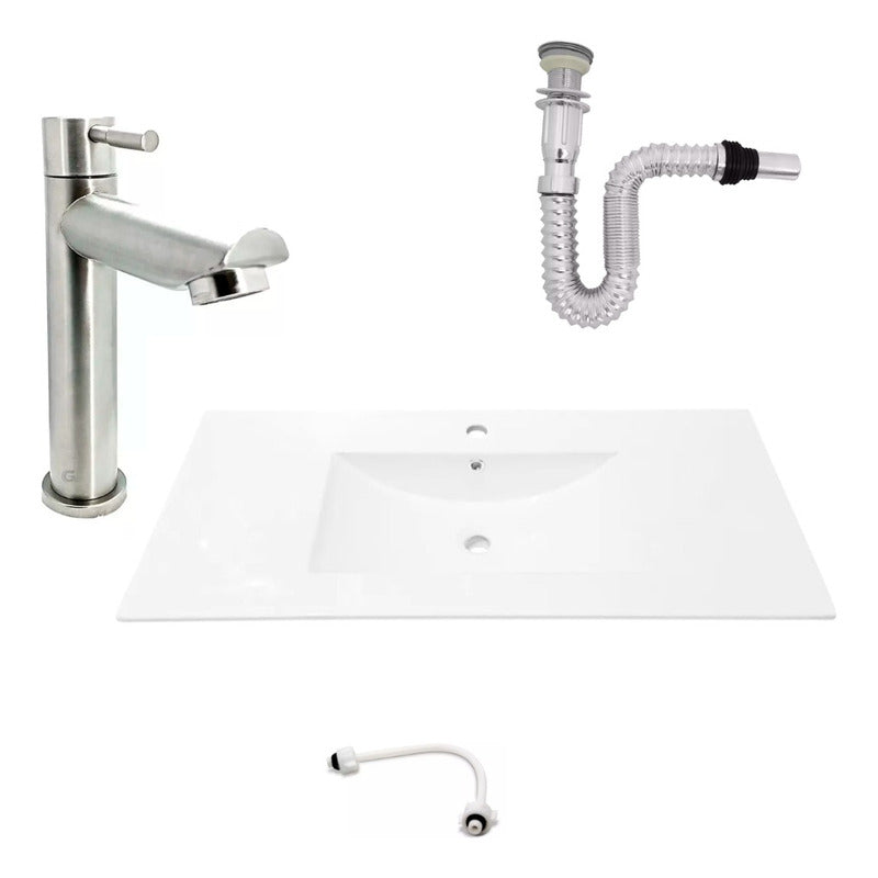 Kit Placa Lavamanos 101*46.5cm+griferia Agua Fria+push Flex8