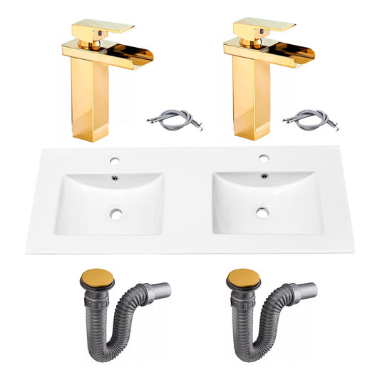 Combo Placa Doble Lavam.121*46,5cm+grifo Monoc.+push Oro6