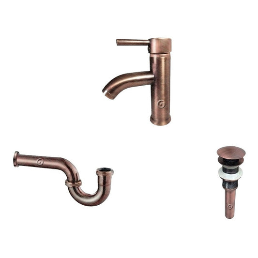 Kit Griferia Vintage Cobre Antiguo Mezclador,desagüe Y Sifón