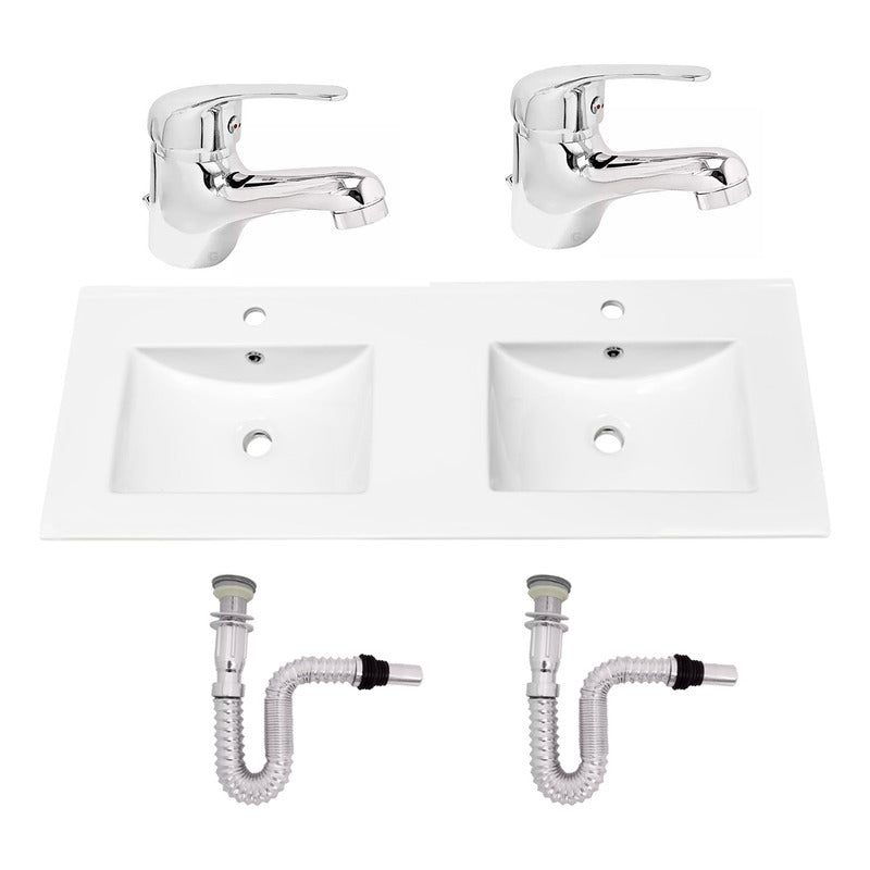 Kit Placa Doble Lavam.121*46.5cm+griferia Monoc+push Flex20