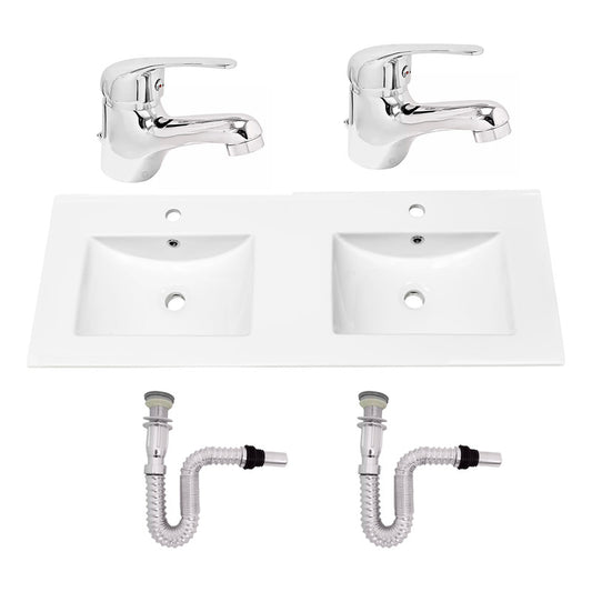 Kit Placa Doble Lavam.121*46.5cm+griferia Monoc+push Flex20