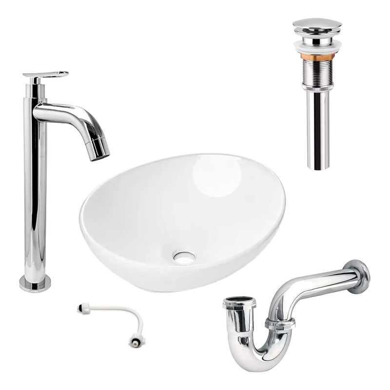 Combo Lavamanos Canoa+griferia Monocontrol+push+sifon Gf2