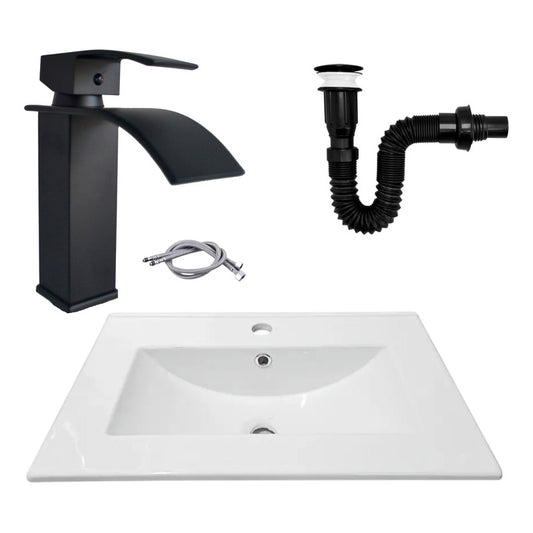 Combo Placa Lavamanos 61*40cm+grif.monocontrol.+push Negro4