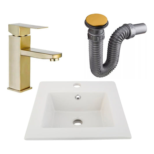 Combo Placa Lavamanos 41*41cm+griferia Monocontrol+push Oro2