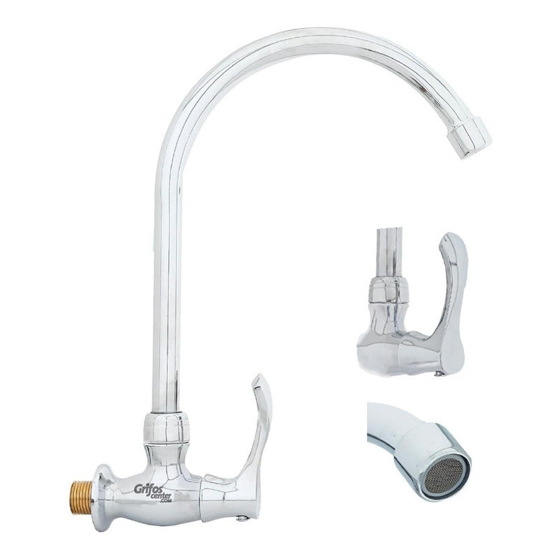 Grifería De Pared Agua Fría Cuello Ganso Rizio