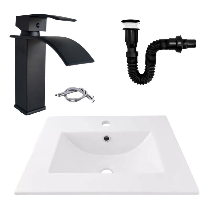 Kit Placa Lavamanos 51*46,5cm+griferia Monocon.+push Negro4
